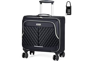 Lekespring Maletín con Ruedas para Portátil, Maleta de Negocios con Cerradura TSA, Compartimento para Portátil, Bolso de Viaje Impermeable, Sarga Negra