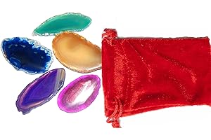 ESOTERIK-VERSAND Edelsteine, fünf farbige Achatscheiben in einem schönen Samtbeutel