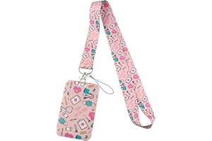 Juanooo Cute Pink Lanyard with Card Holder Aesthetic Medicine Neck Lanyard for Keys ID Badge Strap for Nurses Doctors Students