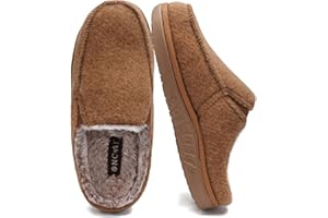 ONCAI Hombre Zapatillas de estar por casa,Zapatillas Familiares Con Suela de Goma Sentro y Fuera de la Sala de Espuma de Memoria de Alta Densidad de Lana y Algodón (EU Talla 6-14)