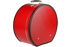 Lierys czerwone okrągłe czapki, 40 cm x 21 cm, pudełko na czapkę z imitacją skóry, z zamkiem - Walizka na kapelusze - również jako dekoracja mieszkania