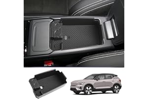LUWU Compatible with Volvo XC40 C40 2018-2023 2024 2025 Centre Console Storage Box Volvo C40 Glove Box Organiser Tray with Non-Slip Mat Interior Accessories