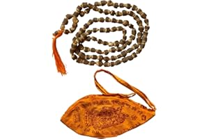 NAISHA Gaumukhi Japa Mala Bag & Natural Tulsi Holy Basil Japa Mala 108+1 Beads Original for Daily Mantra Jaap, Bead Size: 6/7mm…, Pack of 1, Wood, beads