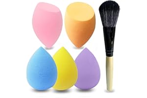 Mocarheri 5 pz Set di trucco spugna, 1PCS Pennelli Trucco, fondotinta spugnetta, ottimo per liquidi, creme e polveri, morbida trucco spugne (Colorful)