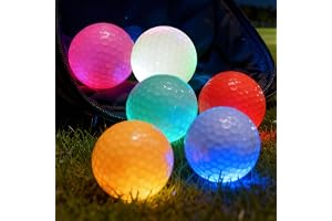 PORFOYO 6 lysande golfbollar, nattgolfbollar, återanvändbara, för nattträning och långdistansslag, röd, gul, grön, blå