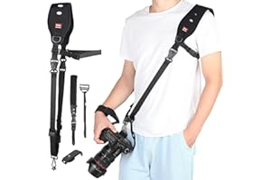 Lifuncren Sangle Appareil Photo, Courroie Appareil Photo pour les photographes, Dragonne Appareil Photo à Dégagement Rapide, Harnais Appareil Photo Reflex Réglable pour SLR/DSLR