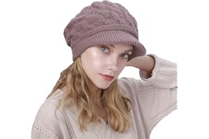 YAMEE Bonnet Femme Hiver Chic à Bord,Casquette Femme Hiver Vintage,Béret Femme Hiver à visière Chapeau Femme Chaud tricoté