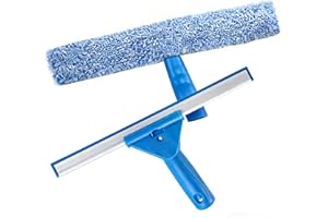 VONSERA Lavavetri Telescopico Professionale 2 in 1 con Spazzola e Tiraacqua per Vetri, Kit Pulizia Vetri Finestre, Doccia, Auto e Specchi, Panno in Microfibra Senza Aloni e Lama in Silicone