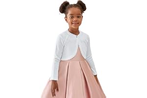 Lilax Little Girls' Knit Long Sleeve One Button Closure Bolero Shrug