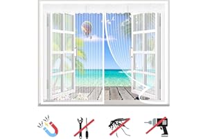 LRHRHR Moustiquaire Fenêtre Magnétique, Maille Ultra Fine Moustiquaire, Fermeture Automatique, sans Perçage, pour Fenêtres Porte-White-B|| 47x47inch(120x120cm)