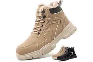 SPSHOOS Winter Sicherheitsschuhe Herren Damen Hoch Arbeitsschuhe Warm Gefüttert Sicherheitsstiefel Wasserdicht rutschfeste mit Stahlkappen
