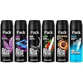 AXEE Deodorant Spray Men Pack Assorted 6 Units (6 x 150 ml) 48 Hour Protection Excite Marine, Black, Africa, Ice Chill, Dark