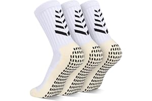LUROON Calze Antiscivolo Calcio Uomo 37-46, 2/3/4 Paia Calzini Grip Calcio in Silicone Grip Anti Vesciche Calzini Sportivi Donna Traspirante Calze Antiscivolo Calcio per Ciclismo Trekking