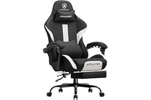 ‎GTPLAYER GTPLAYER Gaming Stuhl, Gamer Stuhl, Atmungsaktiver Bürostuhl aus Hochwertigem Stoff, Ergonomischer PC-Stuhl, Verstellbarer und Drehbarer Schreibtischstuhl mit Fußstütze schwarz