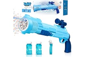 Panamalar Pistola de Burbujas para Niños, Máquina de Burbujas de Jabon 10000+ Burbujas/Min con Luces, Pistola Pompas de Jabon Juguetes de Verano para Al Aire Libre Fiesta Boda, Azul