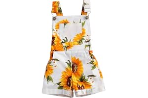 Anaike Kid Girl Romper, Summer Sleeveless Floral Suspender Pants with Pockets for Casual Party Street