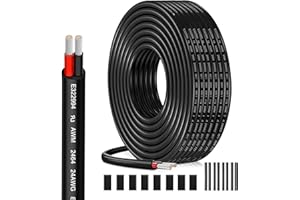 HULUWA Cable Eléctrico 24 AWG 2 x 0,23 mm² UL2464-10 Metros, 2 Conductores de Cobre Estaño, 300V, Ideal para Iluminación LED Auto, Casa y Aplicaciones Exteriores