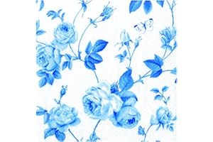 IHR Rambling Rose White Blue Traditional English Paper Table Floral Flower Napkins
