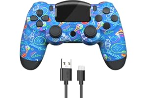 Roseason Controller Play4 Pro Adattabile a Play4, Pro, Slim, PC, Joystick Play4 Con Giroscopio a 6 Assi, Doppia vibrazione, Controller Play4 Pro Con Touchpad e Jack Per Cuffie Da 3.5 mm(Blu)