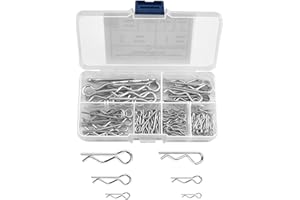 Foydream 100 Pièces Goupille, 6 Goupilles de Verrouillage de Tailles Différentes, Goupilles Fendue, Goupilles à Ressort Voitures, Pins Clips Broches Acier Inoxydable pour Tracteurs, Tondeuses