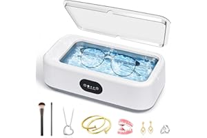 Newthinking Ultrasonic Jewellery Cleaner, 49000Hz Ultrasonic Glasses Cleaner with 3 Timed Modes, 360° Deep Cleaning Silver Jewelry Sonic Cleaners Machine for Glasses, Rings, Watches