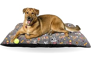 KIRA & GARA Kira&Gara® Cama para Perro - Colchoneta para Perro - Cojín Perro - Colchón Perro (L -90x70cm, Love-Dogs-Grey)