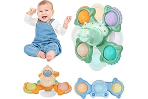 Ainiv 3 szt. przyssawka spinner zabawka dla niemowląt, sensoryczna do kąpieli, obrotowa prezent dla dzieci 1-6 lat