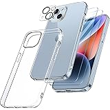 FLLAO Cover per iPhone 14 con 2 Pellicola Vetro Temperato e 1 Pellicola Protezione Fotocamera, TPU in silicone Trasparente So