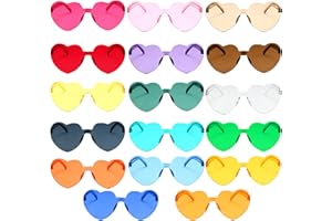 Irunfast 17Pcs Heart Sunglasses, Rimless Love Heart Glasses Colored Party Sunglasses,Festival Glasses,Funky Glasses, Dazzling Colour Glasses for Travel Party Funny Decoration Selfie Photo Props