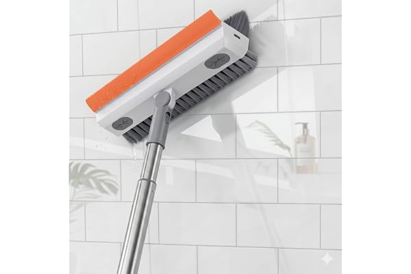 Bathroom Cleaning Brush with Wiper - Long Handle 180° Rotate Toilet Brush, Tiles Cleaning, Floor for Kitchen and Bathroom Accessories 3 in 1 Tile Brush
