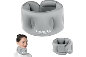 EULANT Collare Cervicale Gonfiabile,Cuscino per il Collo Gonfiabile a immobilizzare il rachide cervicale, Supporto per il Collo Morbido per Aereo/Treno Viaggio/Autobus/Ufficio,Cuscino da Viaggio,Grey