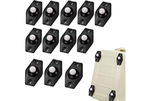 Irikdescia® 12 sztuk rolek płytowych, samoprzylepne, nylonowe, z 2 otworami do zabudowy, małe płaskie rolki kulkowe 360°, napęd rolkowy do małych mebli (czarne)