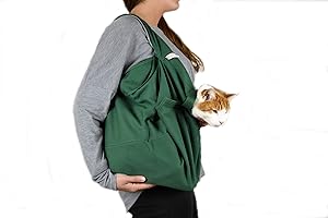 Cat-in-the-Bag Cozy Comfort Trasportino – Borsa da viaggio spaziosa per gatti verde e trasportino per gatti per toelettatura, visite veterinarie, somministrazione di farmaci, cure dentistiche e taglio