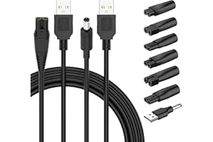 BENSN Universal Shaver Charger for Braun Series 3 3000s, 3040s, 3020s, 3010s, 3080, 330, 340s-4, Epilator, Hair Clipper, DC 5V USB and 5.5 x 2.1mm 2 Cables + 6 Razor Adapters