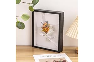 FAVORTALK Picture Frames 8X6 Photo Frame - 3D Shadow Deep Box Craft Display Boxes for Memorabilia Tickets Crafts Flower with Mount (Black430,Depth 3cm)