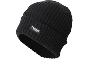 Socksmad Men's Thermal Insulated Warm Winter Knitted 40g Ribbed Cuffed Beanie Hat