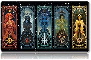 Mipikel Tapete de juego para MTG, tapete de juego con zonas, tamaño 24 x 14 pulgadas, TCG y tapete de juego de mesa para tarjetas, bolsas de almacenamiento gratis, alfombrilla de mouse (colorido 32,