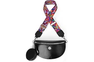 GSenhui Damska torebka na brzuch, stylowa torba crossbody, szeroki pasek, mała torba na ramię damska, płócienna torba z łańcuszkiem z zamkiem błyskawicznym i odpinanym paskiem na ramię, torebka na