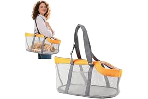 PETCUTE Borsa da Trasporto per Gatti e Cani Piccoli,Traspirante e Pieghevole, Borsa a Tracolla per Cani con Tappetini Rimovibili,Tracolla Regolabile,Fino a 4 kg,per Viaggi Campeggio,Arancia