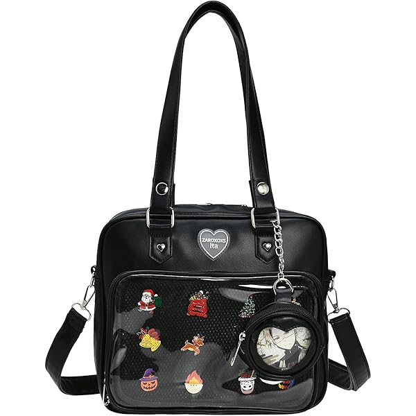 Licsaliwe Ita-Tasche Schwarz - Kawaii Umhängetasche Für Anime Pins