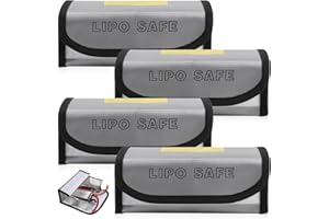 VEGOATY Lot de 4 sacs de chargement Lipo - 18,5 cm x 6 cm x 7,5 cm - Batterie ignifuge - Protection contre les explosions - Avec protection contre les explosions - Pour le chargement et le transport