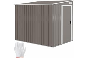 Outsunny Metall Gerätehaus 2,81m² 154x206,5x181 cm Geräteschuppen mit Pultdach Fundament Schiebetür wetterfest Gartenhaus Outdoor Garten Schuppen Schrank für Hinterhof Außenbereich Hellgrau