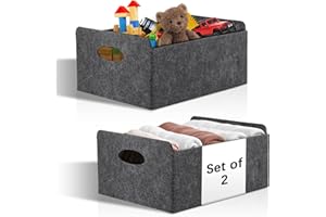 Starvortex 2Stk Filzkorb Aufbewahrung, Langlebig Faltboxen mit Tragegriff, Filzbox, Aufbewahrungskorb Grau, 30 x 25 x 15cm Aufbewahrungsbox Filz Organizer, Körbe für Regal, Kleiderschrank, Büro
