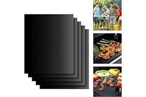 Emwel 5pcs 40 x 33cm Oven Liners, Set of 5 Resuable Free Non Stick Heavy Duty BBQ Grill Mats Baking Cooking Sheets Durable Heat Resistant Teflon Fan Assisted Coated Toaster Ovens Lining