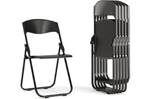 Flash Furniture Paquete de 6 Series Hercules de 500 Libras. Silla Plegable de plástico Resistente con Soportes Integrados, Metal, Negro, Conjunto De 6, 6 Unidades