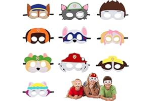 Powmag Animaux Masques Enfants, 10 Pièces Masque de feutre, Masque Enfant Déguisement, Masque Pat Patrouille, Masque Anniversaire de fête, bal masqué, fête d'anniversaire, Noël, Halloween