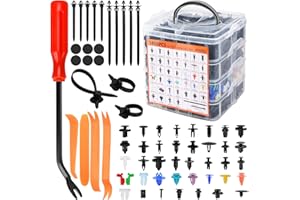 BBWELL ​​Juego de 1815 Clips Remaches Plástico,40 tamaños universales para Clips de Fijación para Coche.​​Grapas Coche,Pasadores de Remaches,​​incluye bridasseparadores y accesorios para herramientas