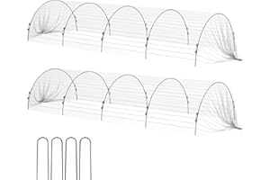 Outsunny Cerchi da Giardino per Serra, Archi per Serra Tunnel Orto con Copertura a Rete, Archetti Flessibili e Clip di Fissaggio, 200x80x41 cm, Bianco