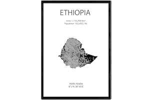 Nacnic Poster Ethiopie. Feuilles de pays et continents. format A3