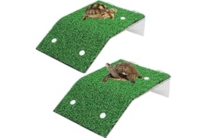 GegXcn Tortoise Accessories, 2 Turtle Basking Platform for Turtle Tanks, Dual Suction Cup Design, ABS Material, Sloped Ramp for Climbing, Supports Up to 2kg, Perfect for Reptile Habitats